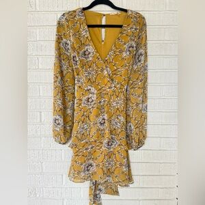 Floral Yellow Long Sleeve Dress